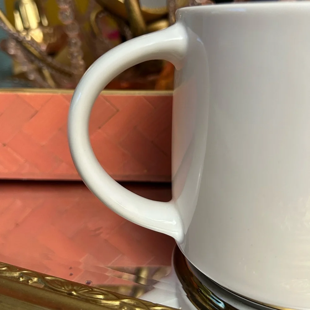 William Sonoma Gold Monogram Porcelain 15 Oz. Mug Letter “M” Discontinued